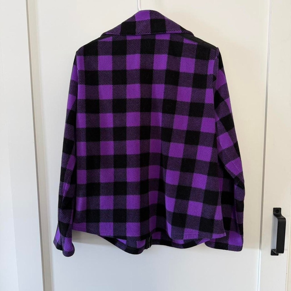 Chaps purple/black plaid fleece jacket with quilted pockets. Size XL - Picture 2 of 4
